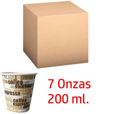 Caja de Vasos de  7 onzas  1000 Vasos de un solo uso de 200 ml