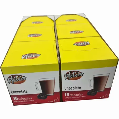 Chocolate Kfetea 6 cajas de 16 capsulas compatibles Dolce Gusto
