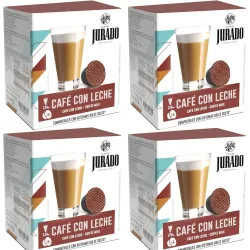 4 cajas Cafe con leche café Jurado , 16 cápsulas para Dolce Gusto