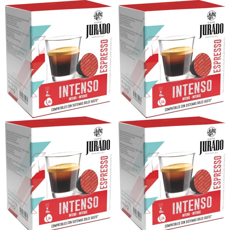4 cajas Intenso de Café Jurado para Dolce Gusto 16 cápsulas