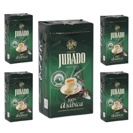 Pack de 5 Arábica Café molido Jurado, Cafés del mundo. 250 gr.