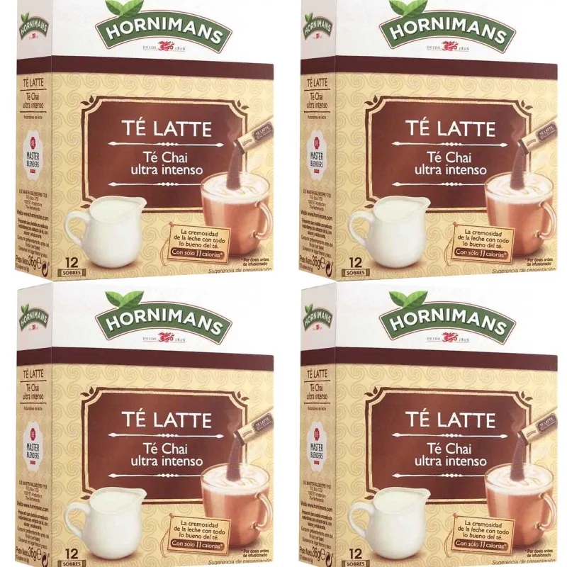 4 cajas de Te Latte Chai ultra intenso soluble , 12 sobres Hornimans 8410091066076