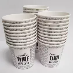 50 Vasos de papel de un solo uso - 100cc 4 onzas | Coffee Time
