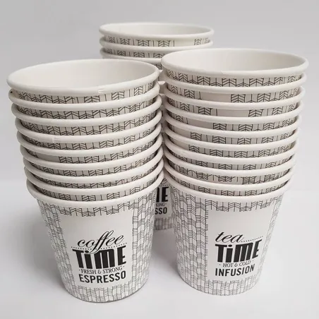 50 Vasos de papel de un solo uso - 100cc 4 onzas | Coffee Time