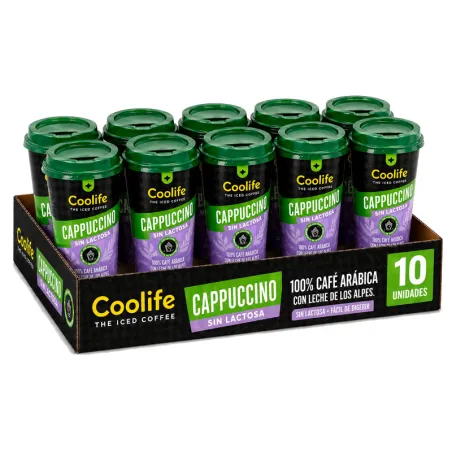 10 Cappuccino Sin Lactosa  Coolife 230 ml RTD refrescar y listo