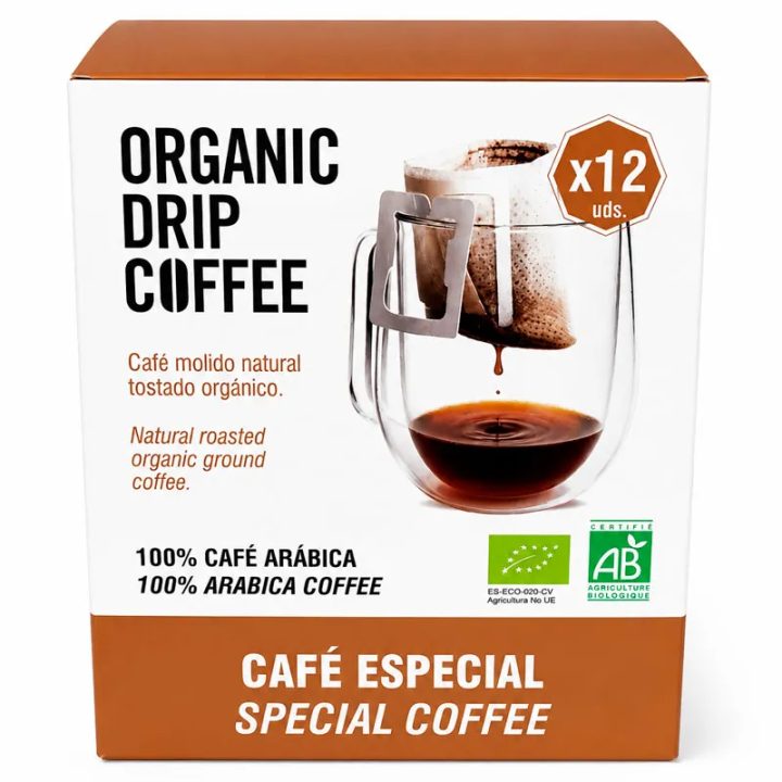 Organic Drip Coffee Ubago 12 filtros monodosis de café ecológico 100% arábica