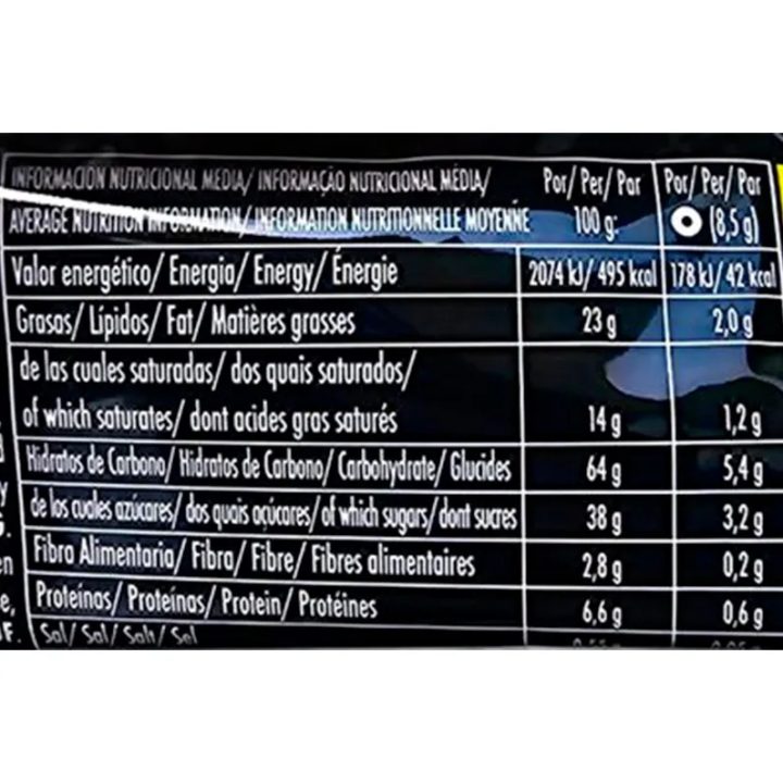 valor nutricional filipinos chocolate blanco