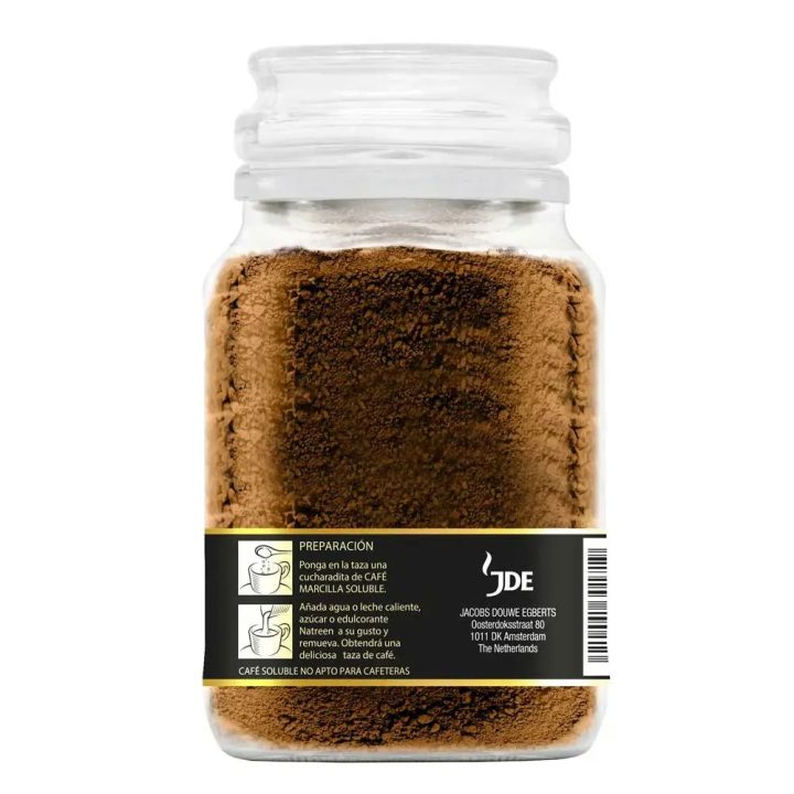 Café Marcilla Creme express Descafeinado soluble tarro 200 gramos darrere