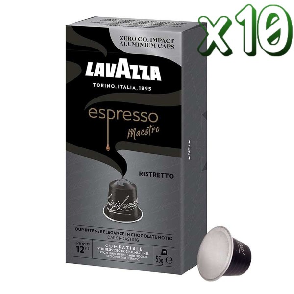 Pack 10 Lavazza Espresso Ristretto 100 Cápsulas Compatibles