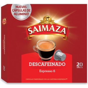 Nuevas Cápsulas de Aluminio Saimaza Descafeinado compatibles Nespresso®* 20 Bebidas