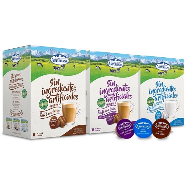 Central Lechera Asturiana Leche En Cápsulas Semidesnatada Compatible Dolce  Gusto Estuche 16 Unidades