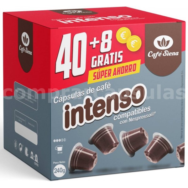 Café Intenso Siena 40+8 cápsulas Compatibles Nespresso® - Comprar Cápsulas