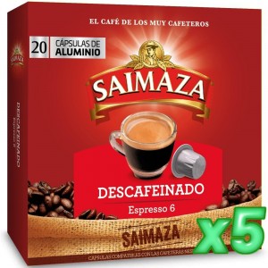 Pack 5 Saimaza Descafeinado 100 Cápsulas Compatibles Nespresso®