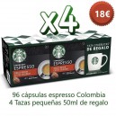 Pack 8 STARBUCKS® Espresso Colombia + 4 Tazas STARBUCKS®