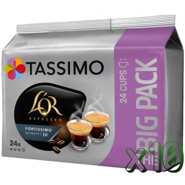 Lote 10 Tassimo L'OR Espresso Fortissimo Familiar 24 TD - Comprar Cápsulas