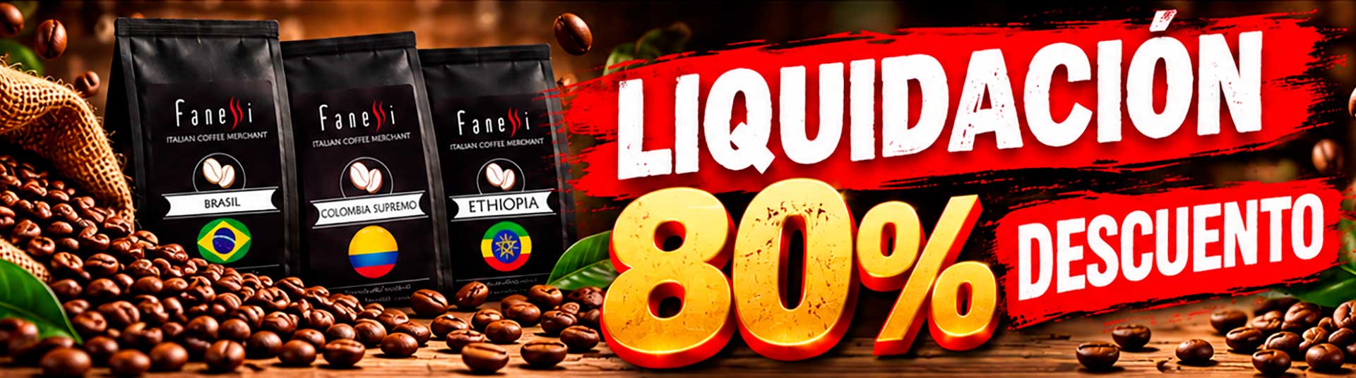 Liquidación café en grano Fanessi 80% descuento