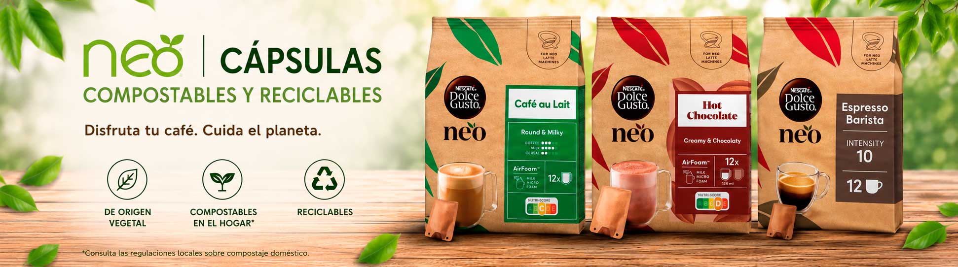 Cápsulas Dolce Gusto Neo compostables y reciclables